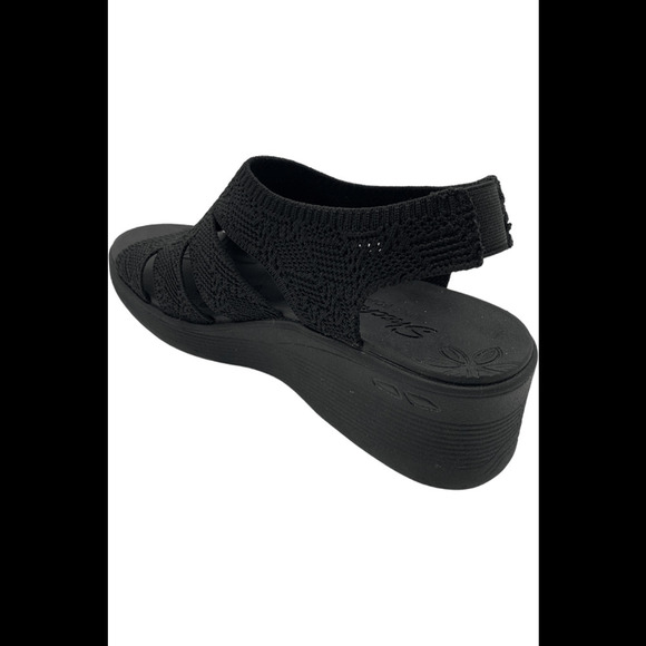 Skechers Pier-Lite Vegan Washable Wedge Sandals Memory Maker Black - Medium - Picture 2 of 3